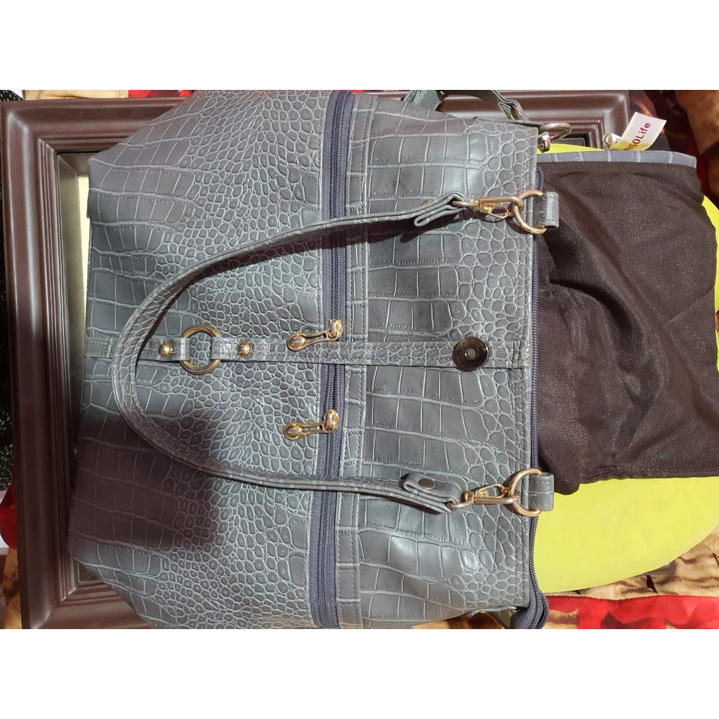 Tas wanita-Croco Kulit-Abu (Preloved)