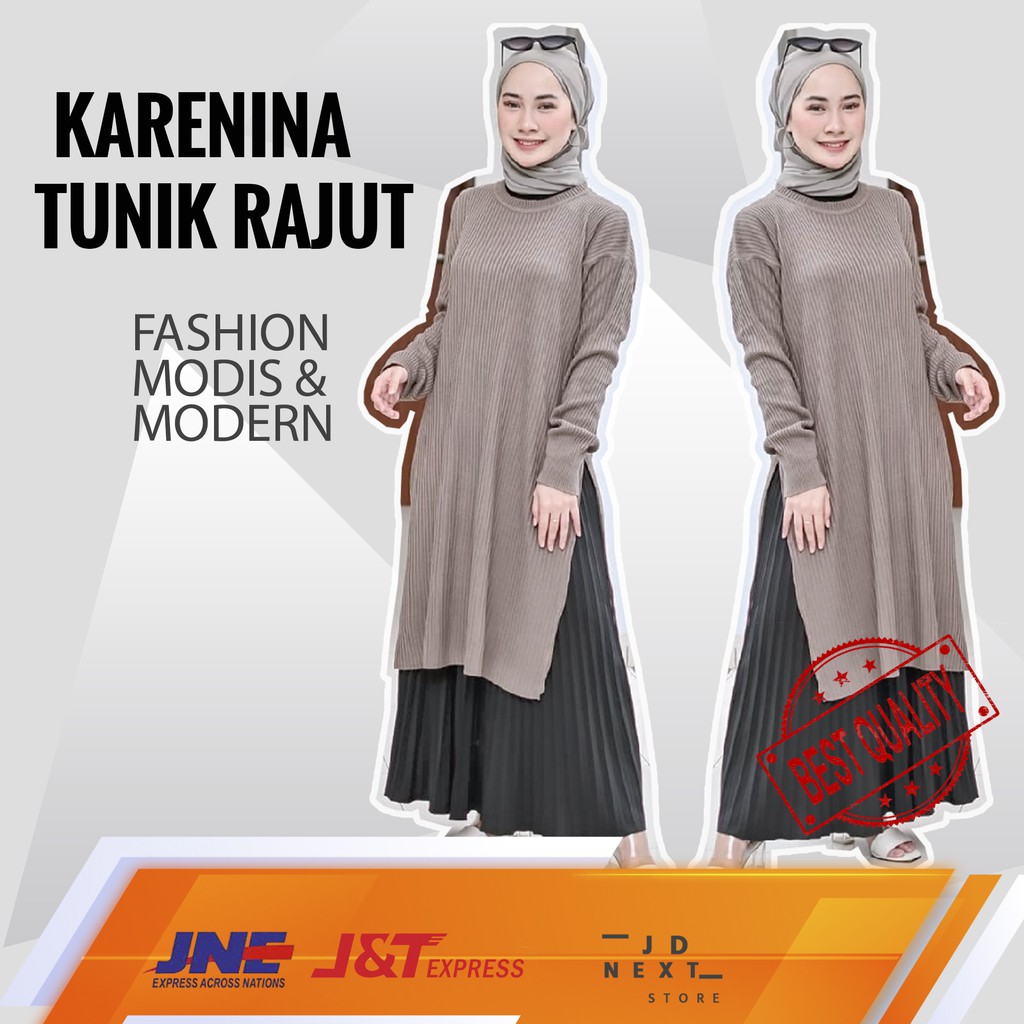 Pakaian Atasan Karenina Tunik Rajut Wanita Modis Modern