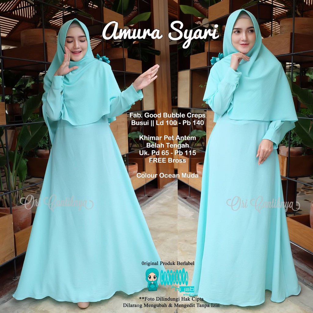 AMURA SYARI OCEAN ALLSIZE 100 /140 Gamis Bubble Busui Seragam Murah Cantik Asli Original Umroh CTY