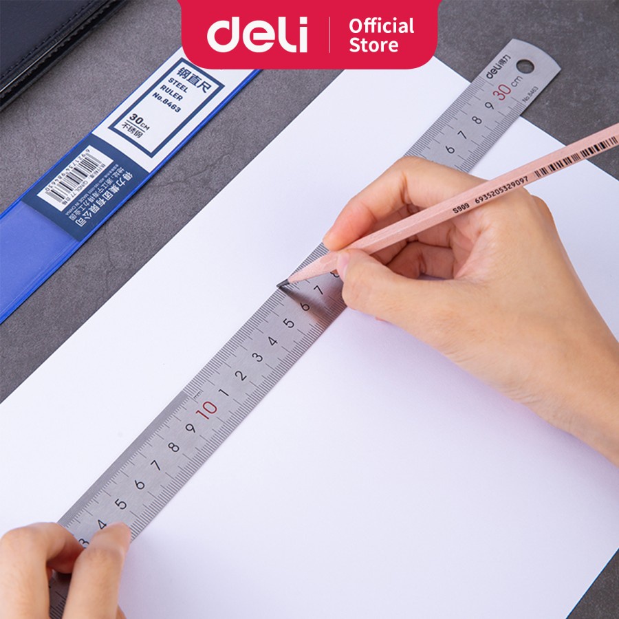 Drafting / Penggaris-Steel 30cm -Deli 8463