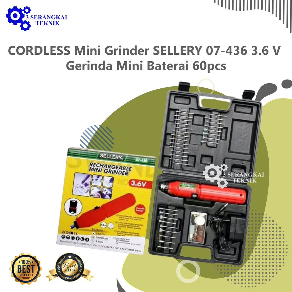 CORDLESS Mini Grinder SELLERY 07-436 3.6 V Gerinda Mini Baterai 60pcs