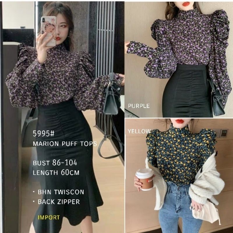 MDLV ~ 5995# Marion Puff Tops Blouse Korea Blouse Premium Blouse wanita Blouse Twiscone Fashion cewek Fashion Import