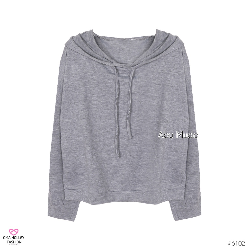 (COD) OH Fashion Casey Mizuki Hoodie Wanita Lengan Panjang #6102-Abu Misty