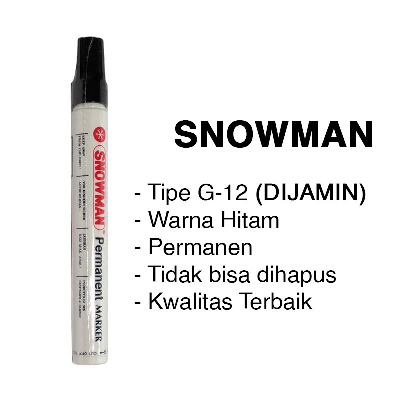 Spidol Snowman Permanen Besar Warna Hitam Merah Biru Sepidol Permanent Snowman Original Asli Murah