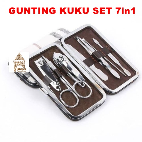 Gunting Kuku Set 7 in 1 Manicure Pedicure Pembersih Kuku