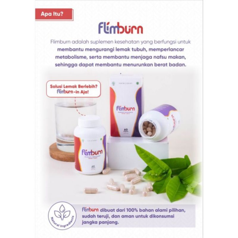 FLIMBURN by Flimty Fiber / Flim Burn Fat Burner Pembakaran Lemak / Obat Pelangsing Diet Slimming 60 Kapsul