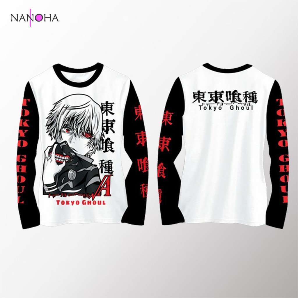 PROMO Kaos anime Tokyo Ghoul Lengan Panjang Hitam Putih - Kaos pria Wanita