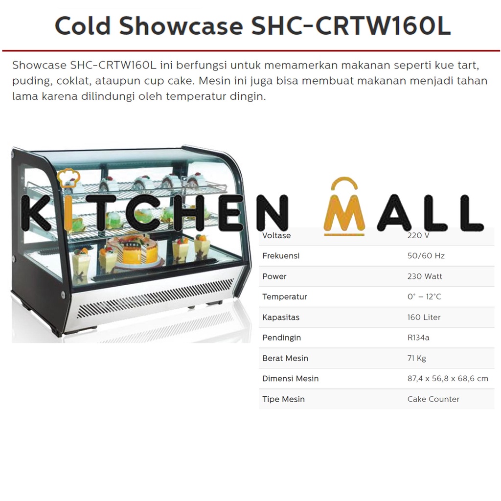 FOMAC SHC-CRTW160L Rectangular Cake Showcase / Showcase Kue Persegi