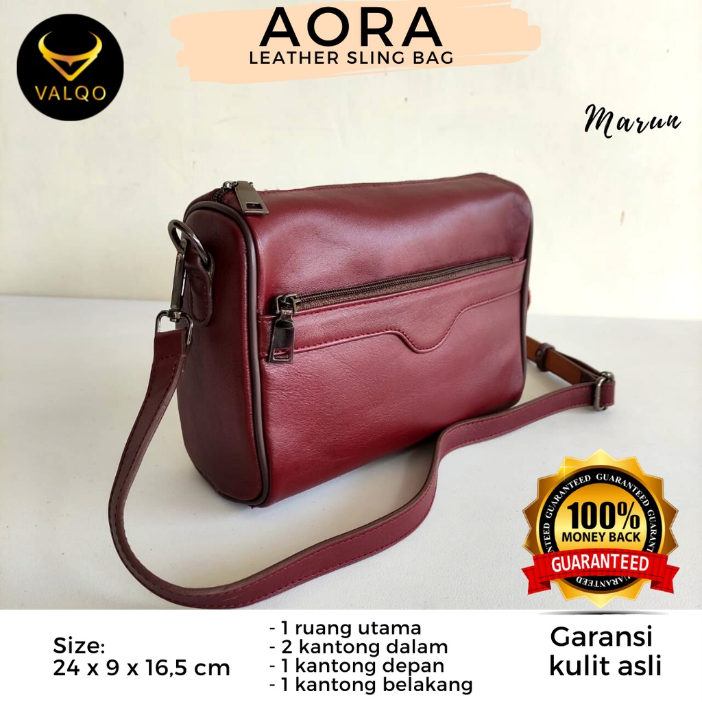 [VALQO] Tas AORA Kulit Sapi Selempang Bahu Slingbag Wanita Perempuan Cewek Clutch Pouch Bag