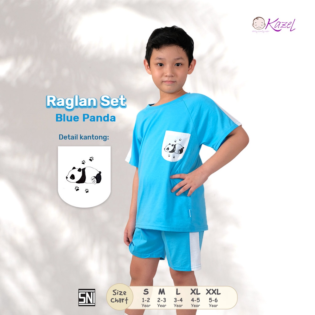 Baju Bayi Anak Setelan Pendek Kazel Raglan Set 1-5 Thn (1Stel)