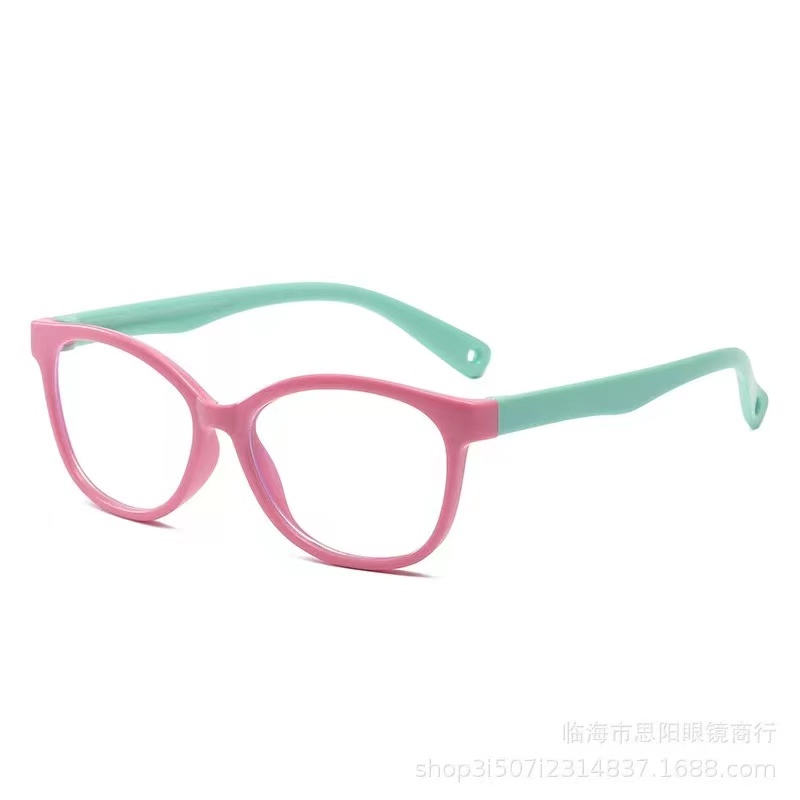 (Rowling)Kacamata Anak NewTrend Silikon/Fashion Anak Unisex Terbaru anti radiasi  Blue Light Bulat High Quality Import-Ka-132 Pink/Tosca