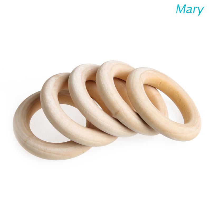 Mary 5pcs / Set Mainan Teether Bayi Bentuk Cincin / Kalung / Gelang 55mm Bahan Kayu Untuk DIY Craft