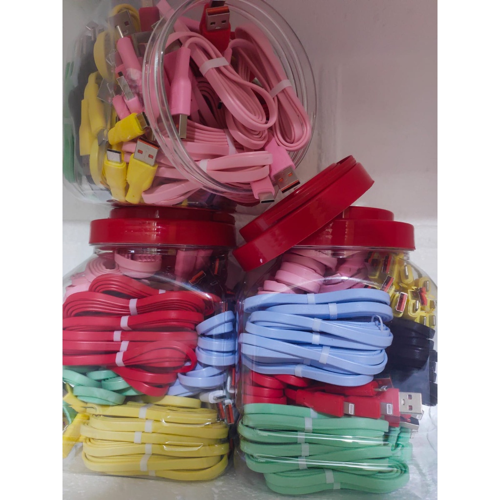 Kabel data TOPLES 3A Macaron Warni MicroUSB Type-C Lightning murah