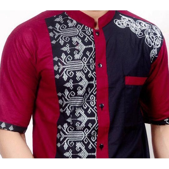 Baju koko modern - baju muslim - baju koko kombinasi batik bordir