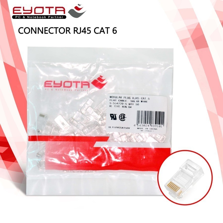 Konektor Rj45 Lan Cat 6 Eyota ORI 50pcs Connector Rj45 Cat6