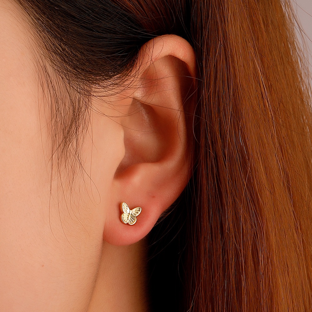 Anting Stud Wanita Kupu-Kupu Elegan Aksesoris Fashion Import