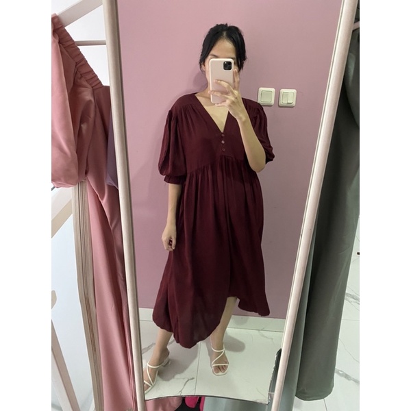 NABO - Sayonara Maroon Midi Dress