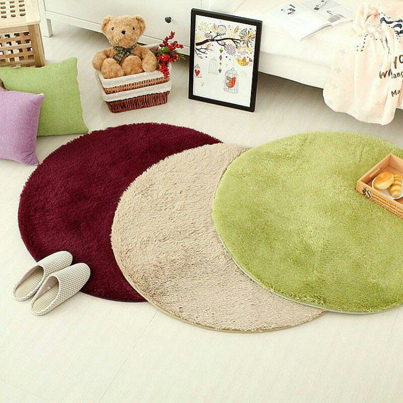 KARPET BULU BULAT 80cm KARPET LANTAI