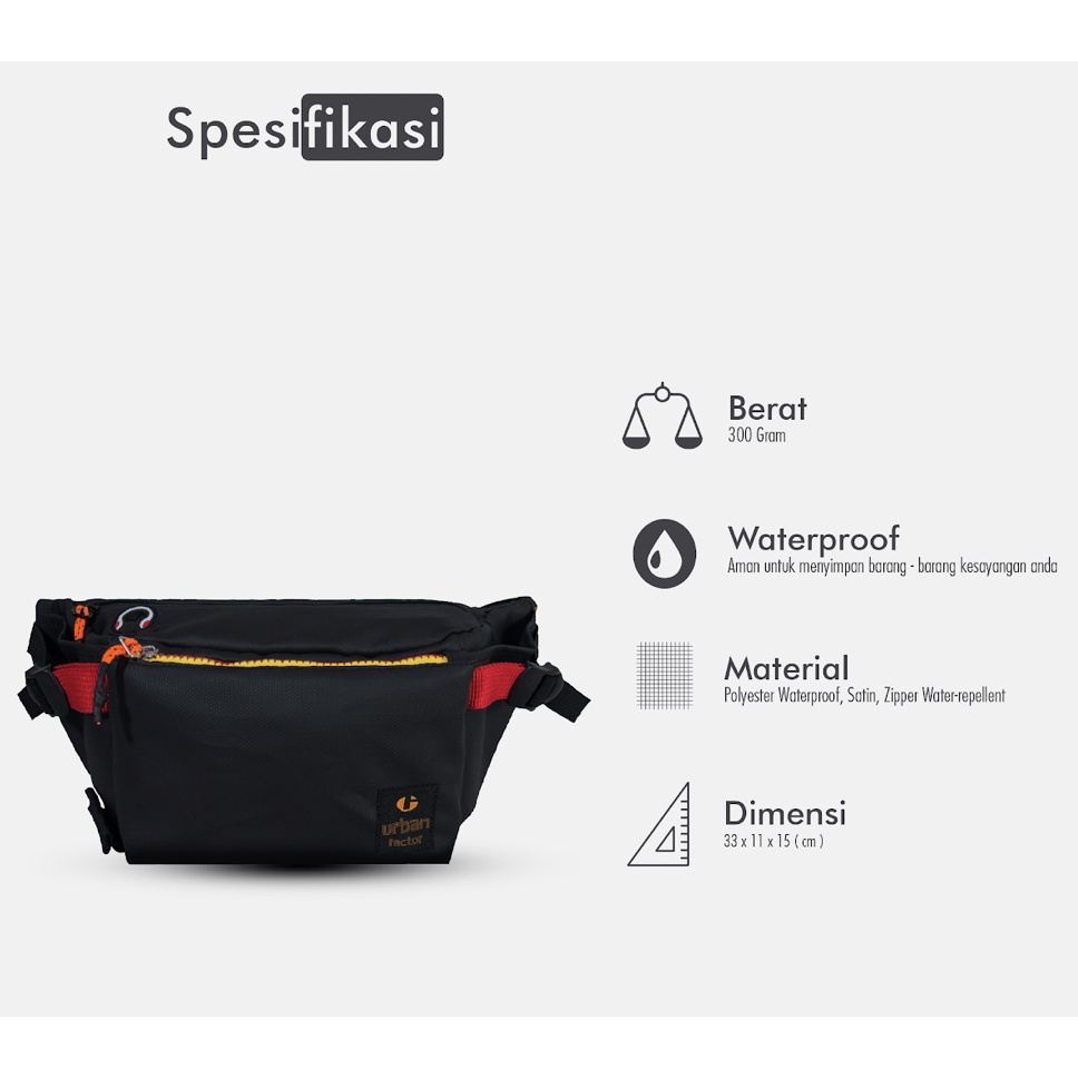 COLOMBANO BLACK  |ManNeedMe x URBAN| Tas Selempang Pria Tas Pinggang Waist Bag ORIGINAL