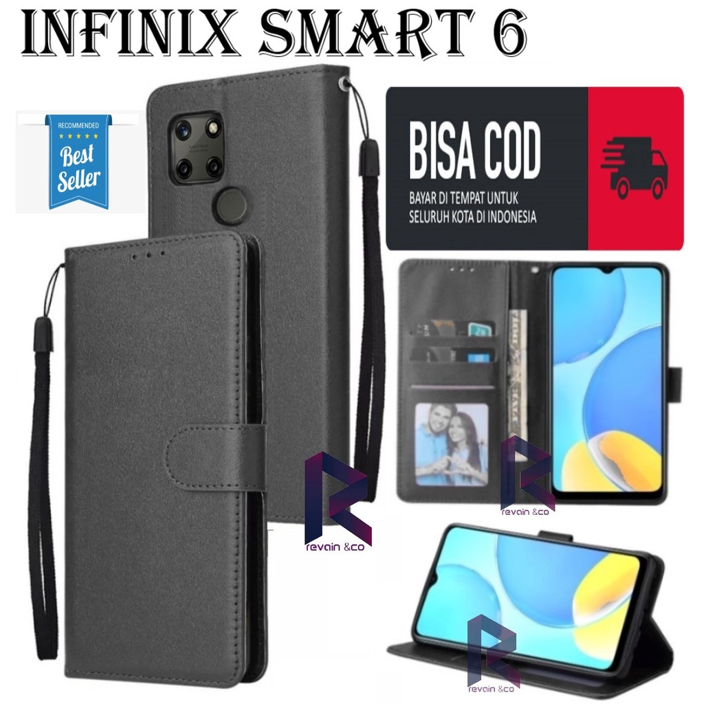 NEW INFINIX SMART 6 SARUNG KULIT FLIP WALLET LEATHER KULIT PREMIUM SARUNG BUKA TUTUP FLIP CASE INFINIX SMART 6