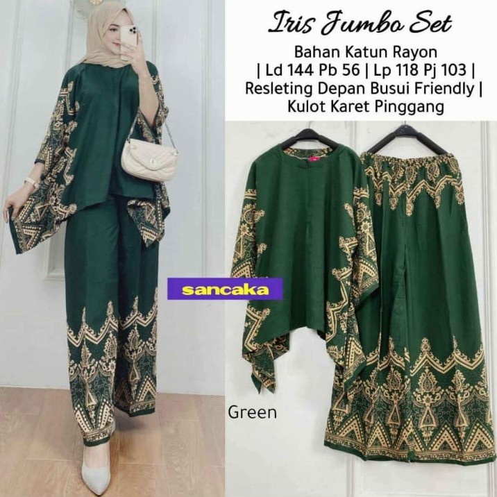 NANALIS_OLSHOP - Setelan Waka Elift One Set Rayon Jumbo Ld 130 cm Big Size Resleting Depan Busui Friendly Termurah Terviral