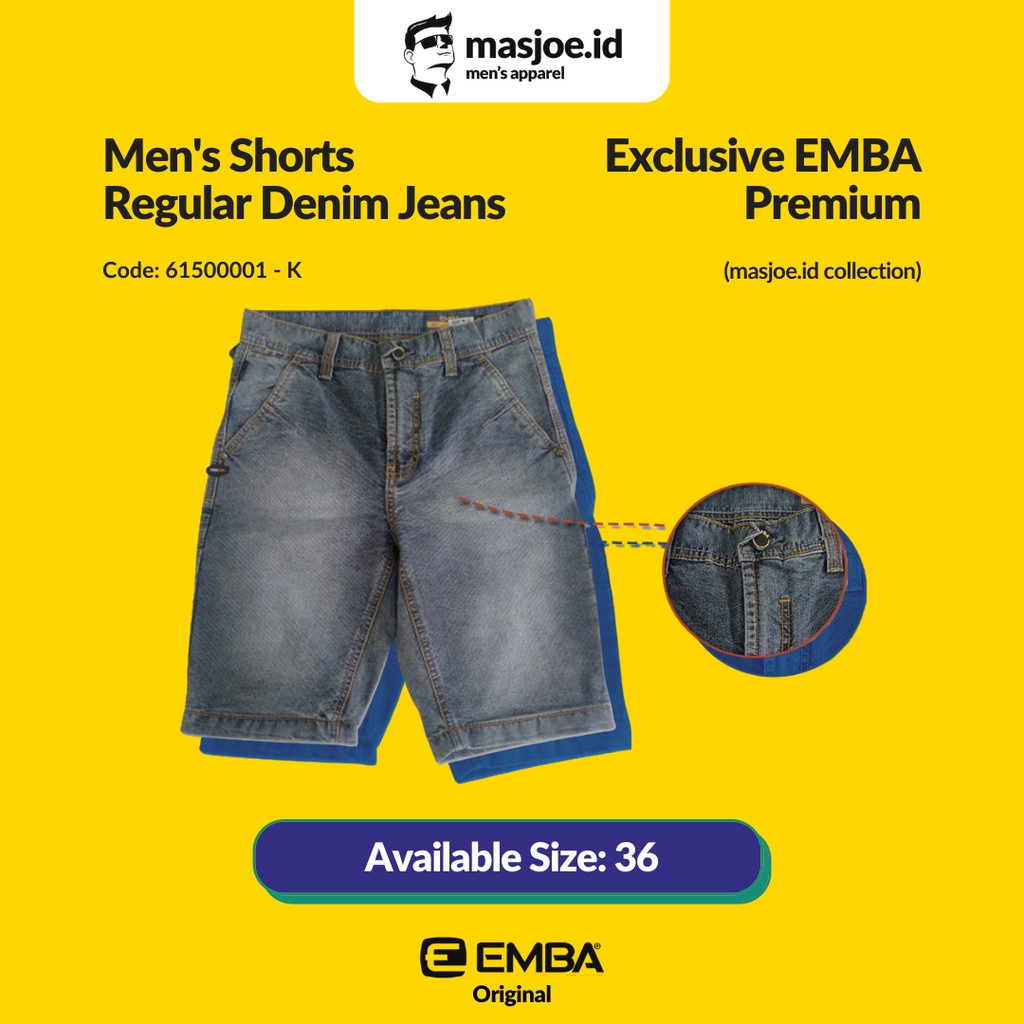 Celana Pendek Pria EMBA Original - Regular Grey Jeans