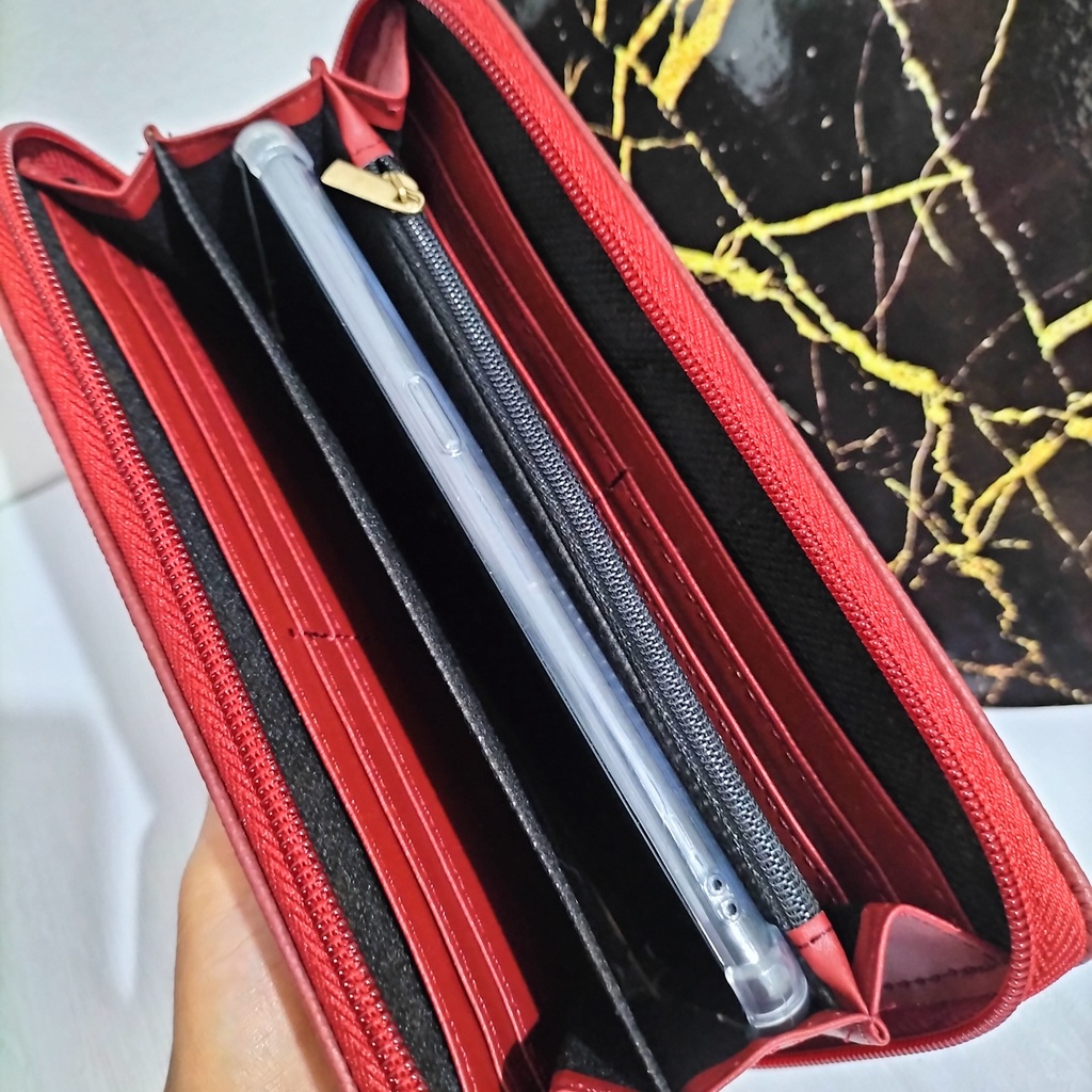 dompet wanita kulit sintetis polos dompet bordir dompet kartu dan uang dompet panjang tempat HP dompet wanita murah