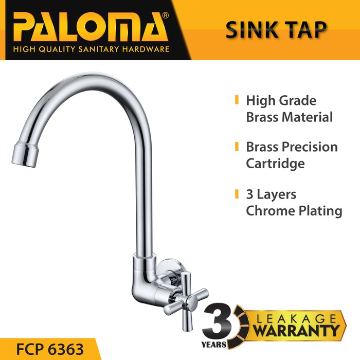 PALOMA FCP 6363 Keran Sink Angsa Cuci Piring Dapur Tembok Kran Air