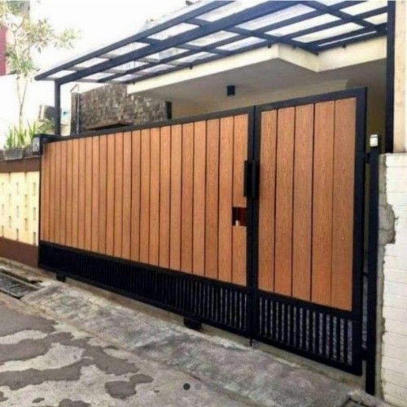 Jual pagar gerbang besi kayu rel custom aesthetic Shopee Indonesia