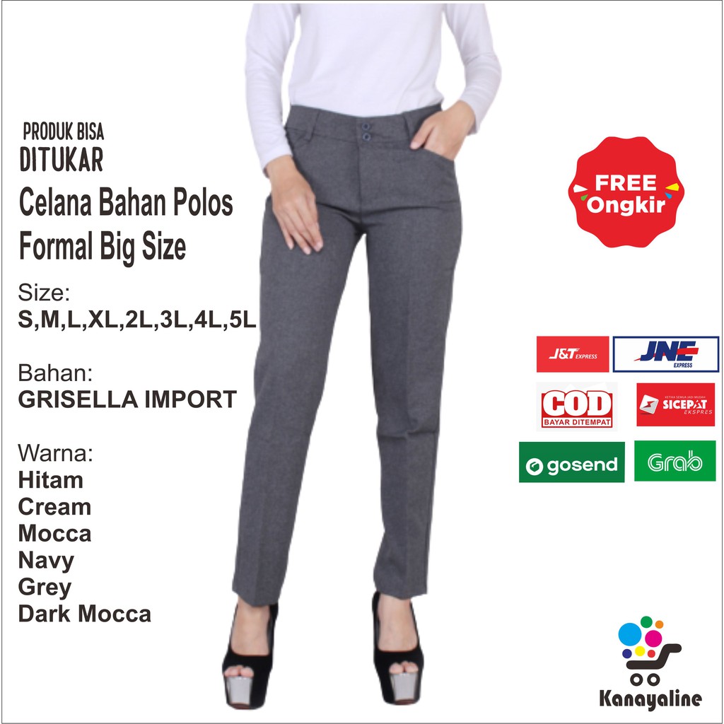 COD Celana Kerja Wanita formal Celana Panjang Wanita Celana Bahan Celana jumbo Big Size L5,L4,L3,L2