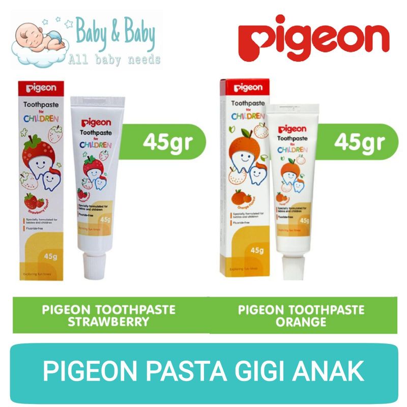 PIGEON Toothpaste - Pasta Gigi Bayi Anak Strawberry Orange 45gr