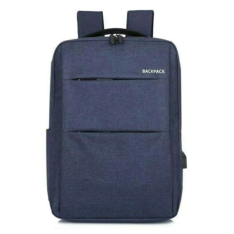 Tas Ransel Laptop Pria Anak Laki-laki Tas Sekolah Abu-abu Oxford Besar USB Bagpack Remaja Pelajar