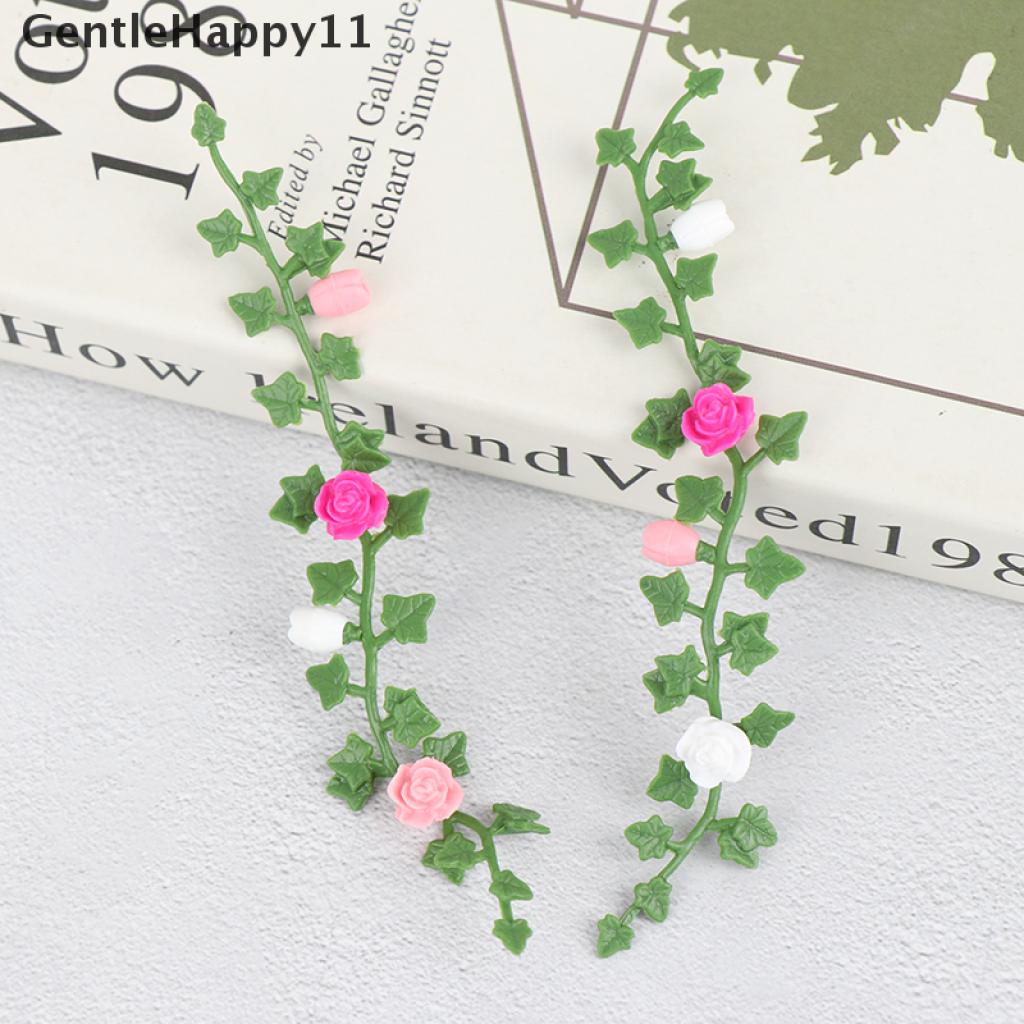 Gentlehappy 2Pcs 1: 12rumah Boneka Miniatur Bunga Mawar Vine Climbing Rose Wattle Dekorasi Rumah
