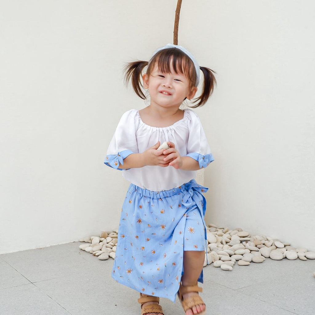 RUFFLE - Byeon set / one set baju anak motif / baju sabrina / celana rok motif