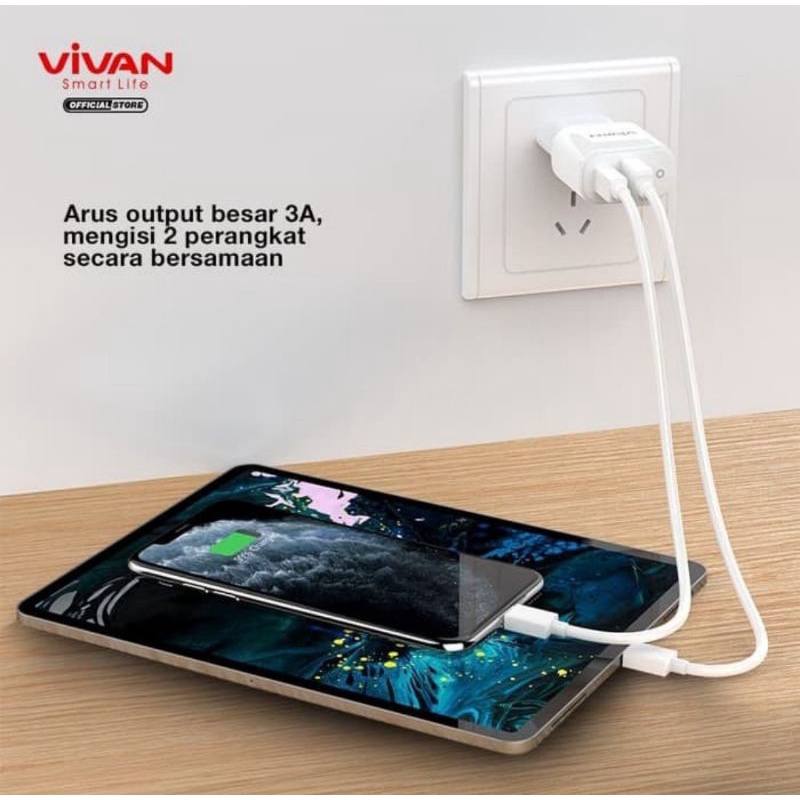 Vivan Charger 18 W Dual Port - Charger Vivan Power Super II QC 3.0+PD