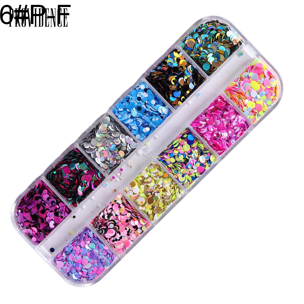 Providence 12 Grid Glitter Mixed Mirror Round Nail Art Sequins DIY Manicureation
