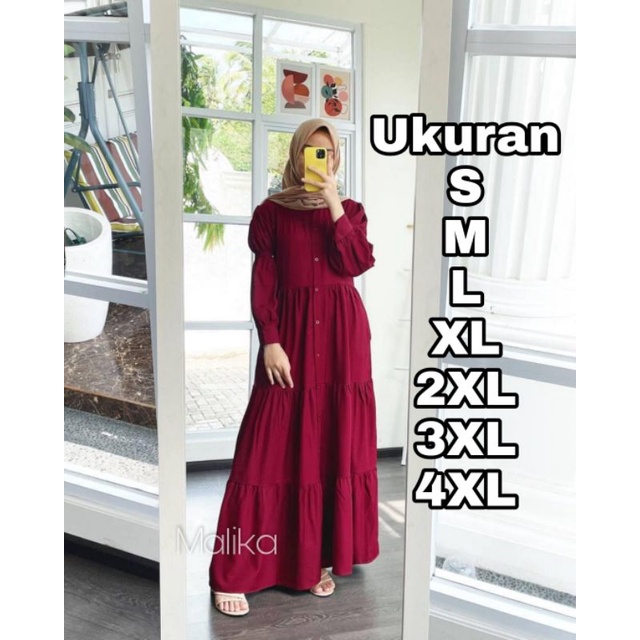 Malika Dress Big Size Ukuran Size S M L XL 2XL 3XL 4XL XXL XXXL  XXXXL 2L 3L 4L 5L  Dress Wanita Jumbo Gamis Big Size Baju Korea Over Size