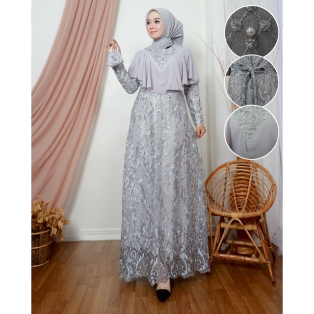 Permata Olshop / Gamis Madalika LC / Kebaya Gamis Pesta Mewah / Gamis Kebaya Modern / Gamis Lebaran / Kebaya Lebaran / Kebaya Pesta Kondangan