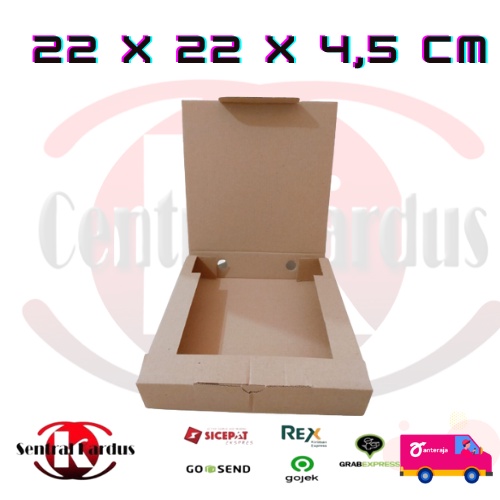 

Kardus Die Cut (10pcs) Pizza Polos 22x22x4,5Cm Single Wall, Dus aksesoris dll