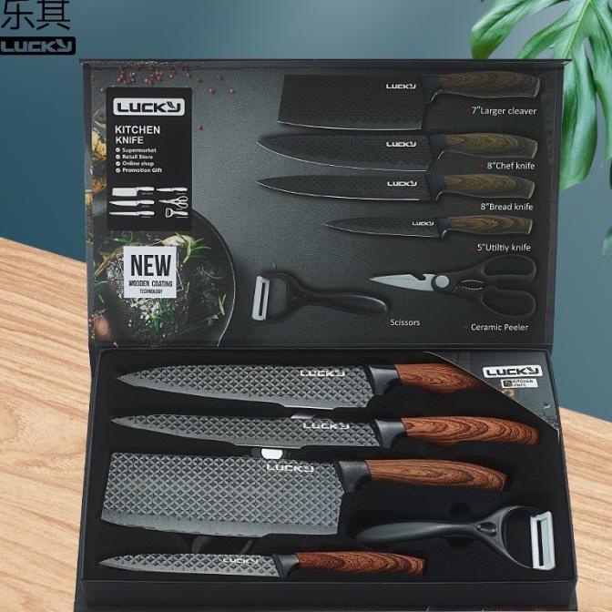 

Set Pisau 6Pcs Marbel Anti Karat Dengan Box / Gift Marfazizi