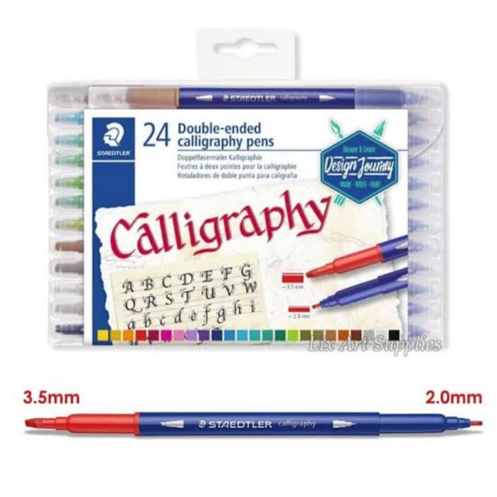

STAEDTLER DOUBLE ENDED FIBRE TIP CALLYGRAPHY PENS 24 COLOURS