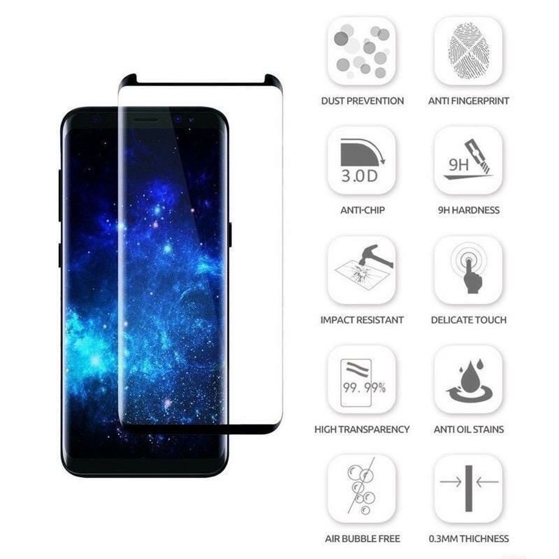 Tempered Glass Full glue Full lem sampai pinggir melengkungnya samsung S8 plus S9 plus Note 8 9