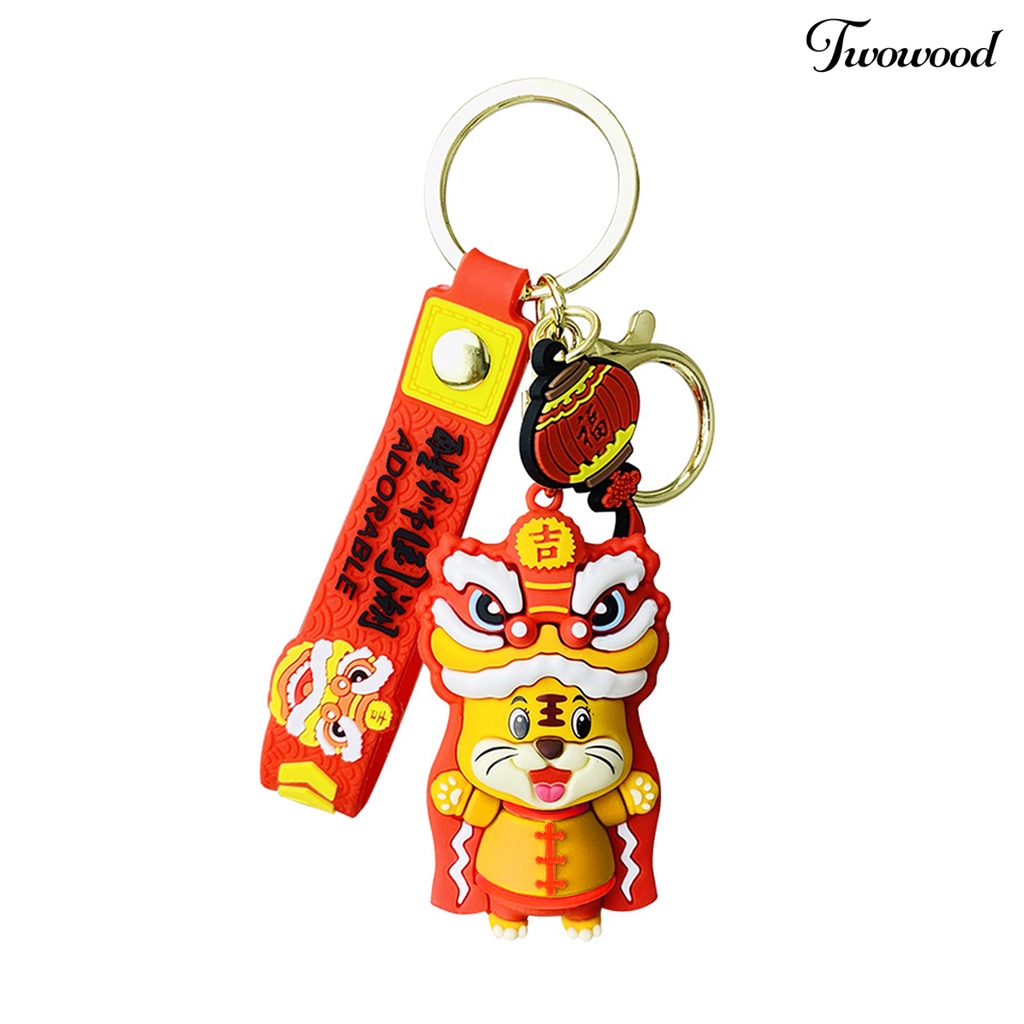 Twowood Key Chain Cartoon Unisex Chinese Year of The Tiger Key Ring Pendent Decorative Festival Gift for Children