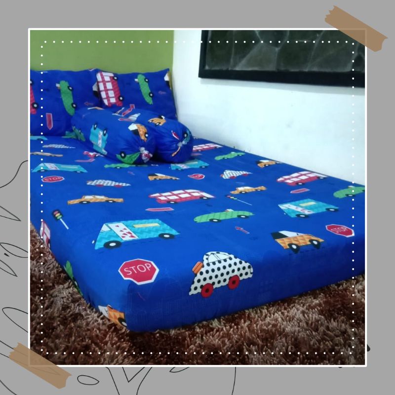 Sprei Anak Motif Mobil-Mobilan Sprei Motif Mobil Biru Seprei Size 90x200 120x200 160x200 180x200 200