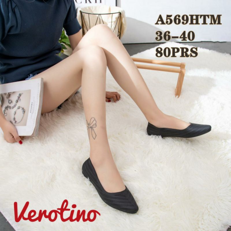 A569-3N Sepatu Jelly Wanita Verotino Kerja Flat Shoes Jely Elegan Nyaman Flatshoes Slop Selop Cewek Perempuan Karet Impor A569 569 A568 A568-2 A568-3N Import