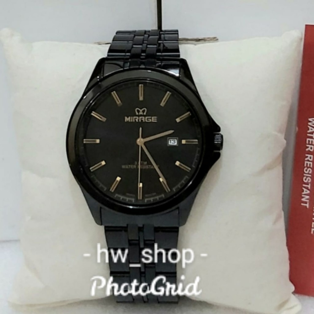 JAM TANGAN PRIA MIRAGE 8709 FULL HITAM ORIGINAL