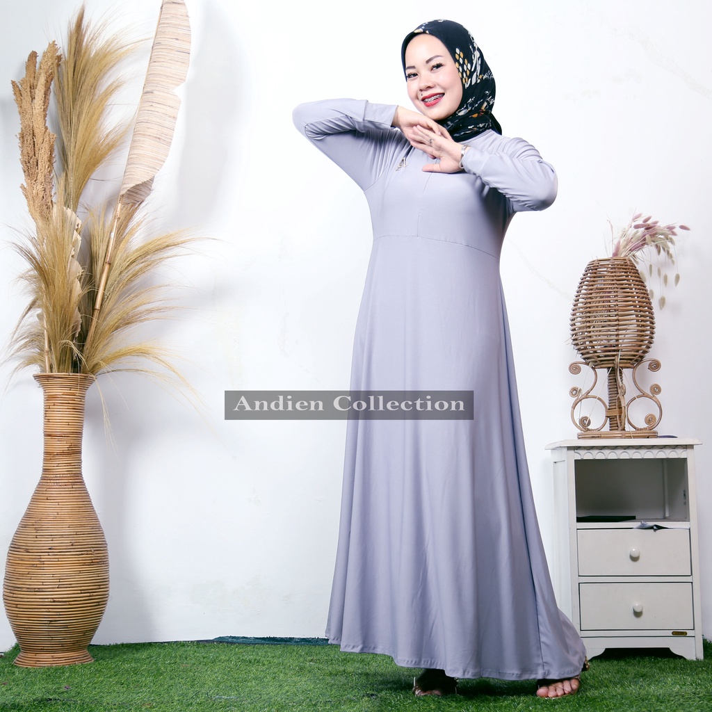 Gamis polos jersey- dress panjang- iner daleman wanita