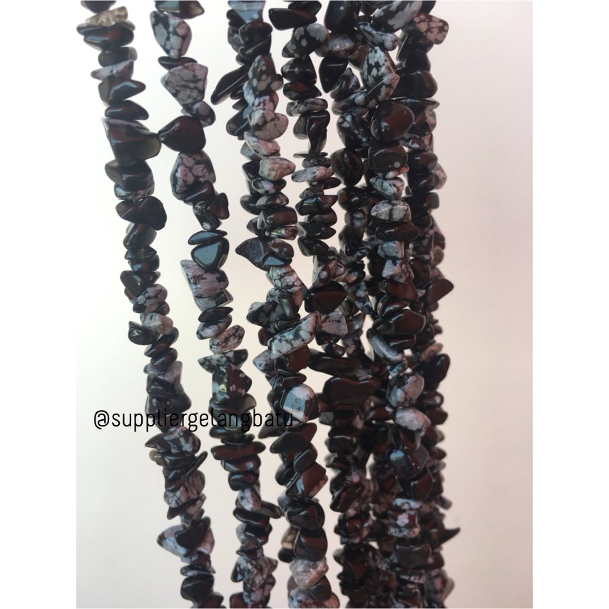 kerikil Batu alam obsidian snowflake dalmantion 1cm agate premium blk aksesoris bahan supplier craft