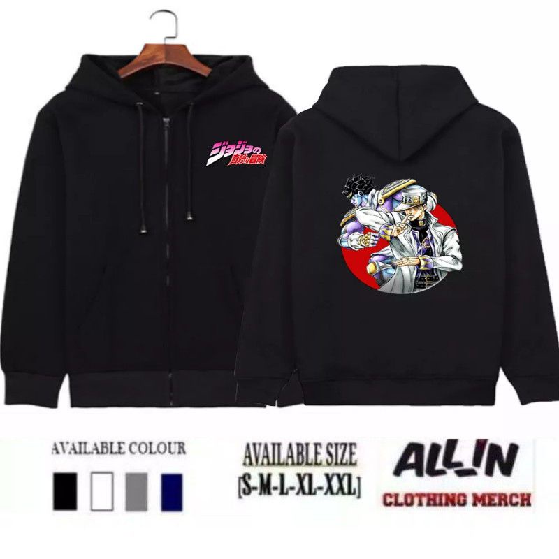 JAKET ZIPPER ANIME JEPANG JOJO'S BIZARE ADVENTURE PETUALANGAN ANEH JOJO ~ READY SIZE S-XXL