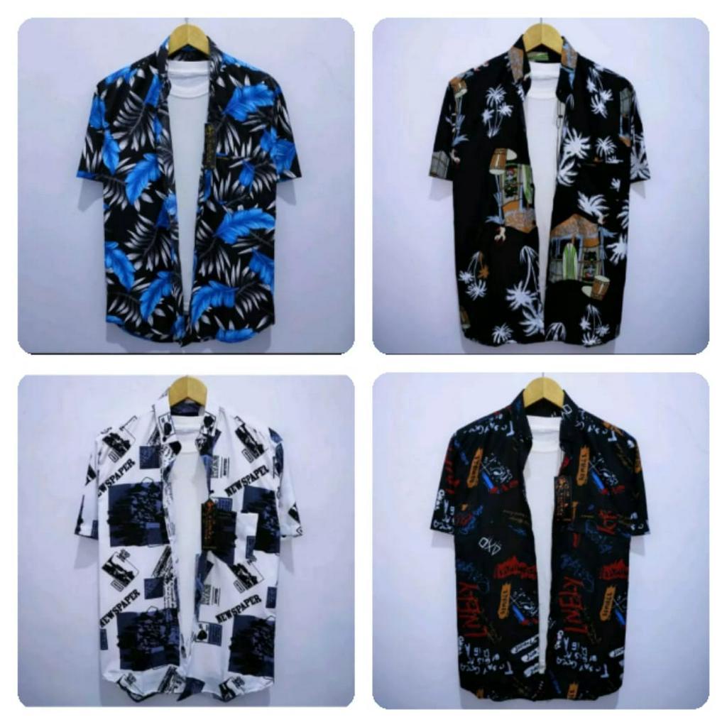 KEMEJA MOTIF SURFING PRIA LENGAN PENDEK